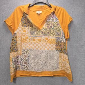 Umgee Paisley Patchwork Collared Shirt Size Medium